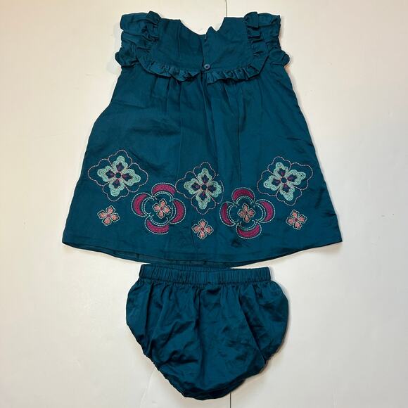 Tea Collection Satin Embroidered Dress & Bloomers 12-18M - Picture 6 of 6